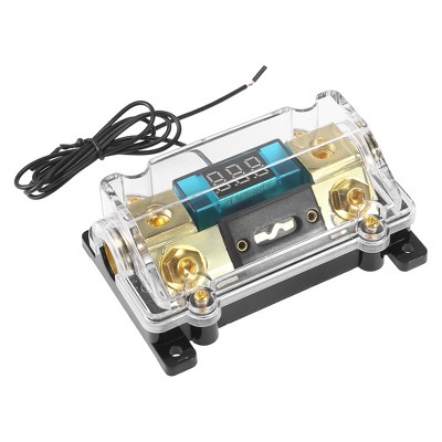 Unique Bargains Car Audio LED Voltage Display Inline ANL Fuse Holder 0 2 4 AWG Gauge Black Gold Tone