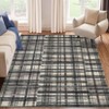 EcoSummer 108 × 144 in Plaid Area Rug, Low Pile Washable Dark Green Rug for Living Room, Non-Slip Faux Wool - 2 of 4