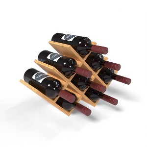 HOMLUX Modern 8/12/13 Bottle Bamboo Wine Rack: Countertop Holder, Freestanding, Lattice Design - 1 of 4