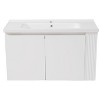 Christopher Knight Home Ray 36" Modern Wall-Mounted Bathroom Vanity with Ceramic Sink and Side Shelves, White - 2 of 4