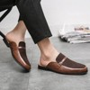 Santimon Men's Suede Mules Slip-On Leather Formal Casual Buckle Straps Open Back Clogs Brown - 3 of 4