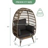 Wicker Egg Chair – Oversized PE Rattan Lounge Chair with Thick 4-inch Cushion & Metal Stand, Waterproof (Black) - 2 of 4