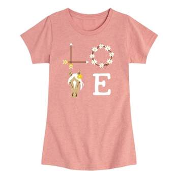 Girls' Love Horse Head Short Sleeve Graphic T-Shirt - Desert Pink