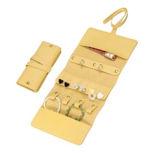 Unique Bargains PU Leather Portable Travel Jewelry Organizer Roll Bag 1 Pc - 1 of 3