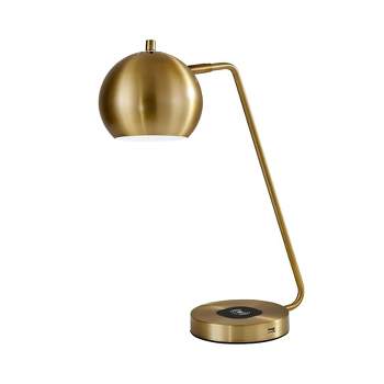 18" x 20.5" Emerson Adessocharge Desk Lamp Brass - Adesso