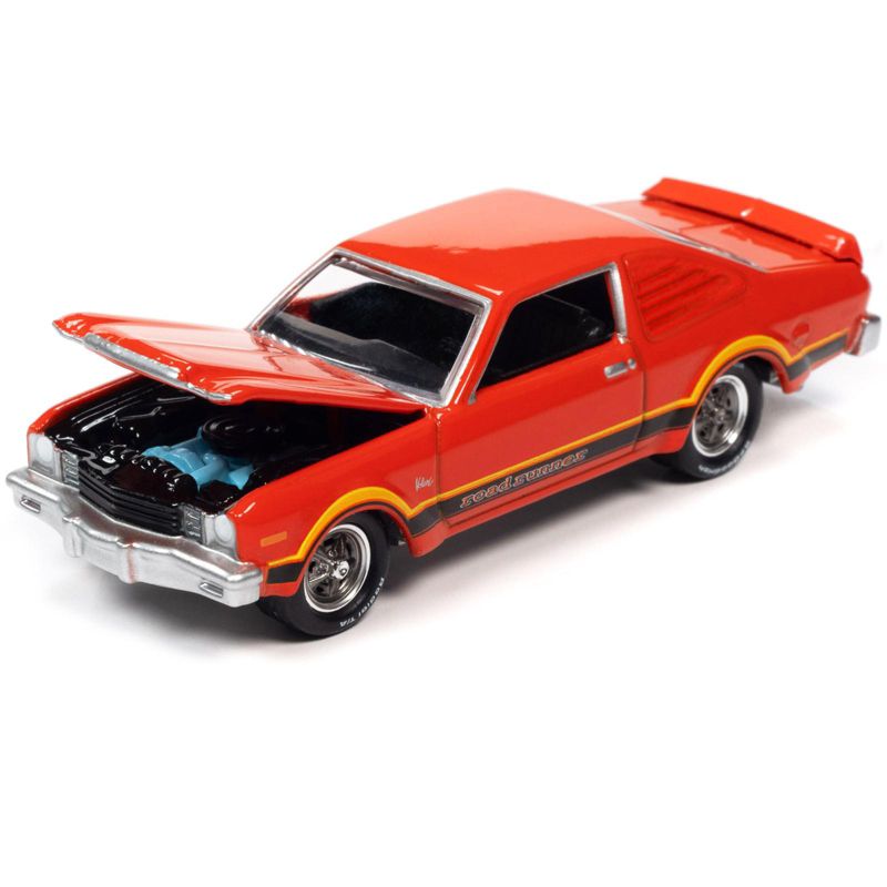 1976 Plymouth Volare Road Runner Spitfire Orange with Stripes Ltd Ed to 18056 pcs 1/64 Diecast Model Car by Johnny Lightning, 3 of 4