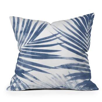 Emanuela Carratoni Serenity Palms Square Throw Pillow Blue - Deny Designs