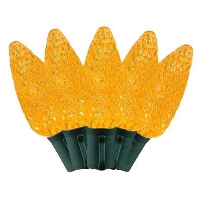 25FT Orange LED Faceted C9 String Lights with Green Wire