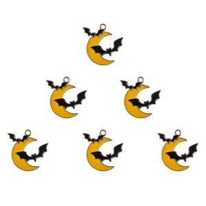 John Bead 6pcs Sweet & Petite Bats and Moon, Simple Halloween Charms - 1 of 4