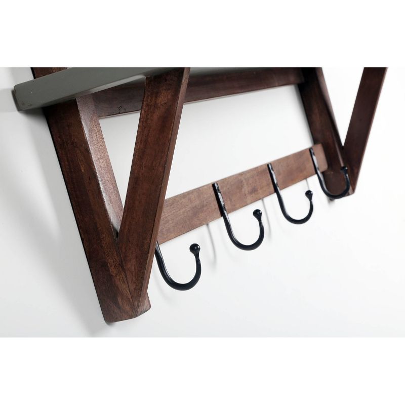Brookside Entryway Coat Hook Concrete Coated Top and Wood Light Gray/Brown - Alaterre Furniture, 6 of 9