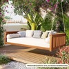 Patio Porch Swing, Loveseat Garden Swing Bed Wood Hanging Seat with Ropes - ModernLuxe - 2 of 4