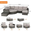 Outdoor 8-Piece Sectional Sofa Set, Free Combination Wicker Conversation Set with Glass Coffee Table, Sofa with Foam Cushions-Coolbibila - 3 of 4