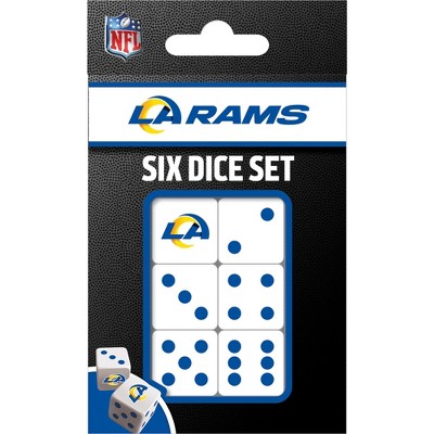 MasterPieces Officially Licensed NFL Los Angeles Rams - 6 Piece D6 Gaming Dice Set Ages 6 and Up