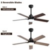 52'' Dual Color Blade Ceiling Fans with Lights and Remote 5 Blade Modern Ceiling Fan for Bedroom Living Room Patio Dimmable 6 Speeds DC Quiet - 3 of 4