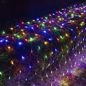 Dazzle Bright 12FT x 5 FT Christmas 360 LED Net Lights Clear Wire with 8 Modes Christmas Decorations Multi Colored - 1 of 4