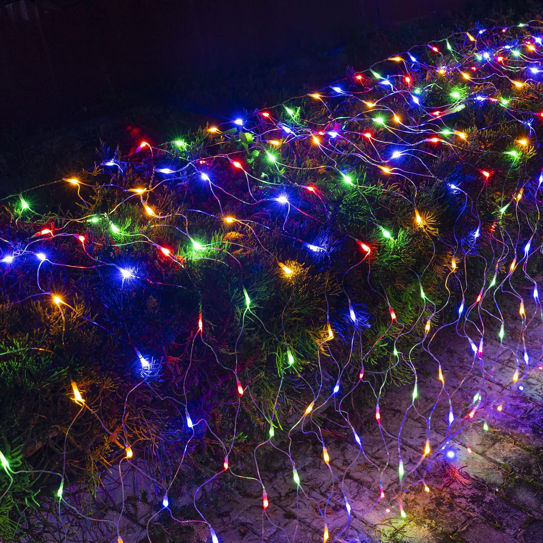 Dazzle Bright 12FT x 5 FT Christmas 360 LED Net Lights Clear Wire with 8 Modes Christmas Decorations Multi Colored