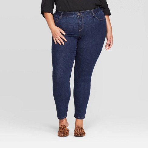 Women's Plus Size Skinny Jeans - Ava & Viv™ Dark Wash :