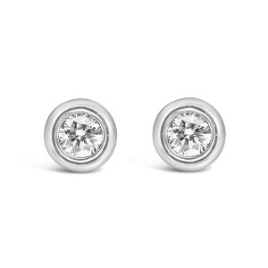 Haus of Brilliance Silver 1/5 Cttw Lab-Grown Diamond Modern Bezel-Set Stud Earring - 1 of 4