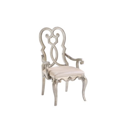 2pc 23" Esteban Chairs Ivory Velvet/Antique Champagne Finish - Acme Furniture: Vintage Glam, Plush Upholstery, No Assembly Required