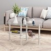 Okak Oval Modern 3-Tier Coffee Table with Tempered Glass Top & Sturdy Wood Legs, Side Tea Table with Open Shelf  for Living Room - 2 of 4