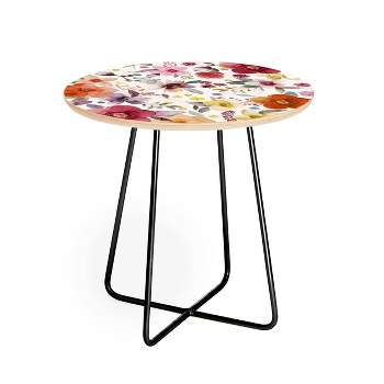 Round Ninola Design Bountiful Bouquet Countryside Red Side Table Red/Black - Deny Designs