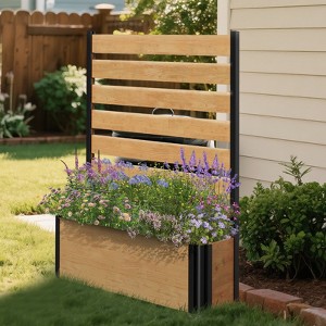 DoCred Air Conditioner Fence, Freestanding Privacy Fence,1-2Panel Wood Screens with Planter Box for Outdoor AC, Trash Can, Pool Equipment Enclosure - 1 of 4