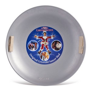 Slippery Racer Original Clark Griswold National Lampoons Christmas Vacation Saucer Snow Sled Aluminum Alloy Disc with Soft Grip Handles, Silver - 1 of 4