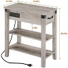 End Table with Charging Station, Narrow Flip Top Side Table with Drawer, Shelves for Living Room, Bedroom - 3 of 4