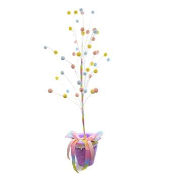 Easter Easter Tree In Purple Pot  -  One Table Decor 29.0 Inches -  Pastel  -  0808754  -  Polyester  -  Multicolored