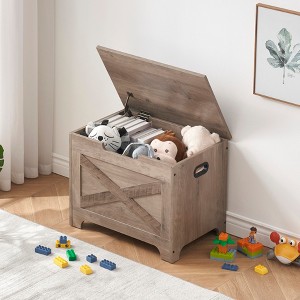coucheta Storage Bench with Seating and 2 Safety Hinge, Farmhouse Entryway Bench with Storage, for Bedroom, Hallway, Living Room, Grey - 1 of 4