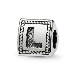 Black Bow Jewelry Triangle Block, Letter L Sterling Silver Bead Charm - 1 of 3
