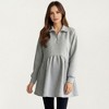 Anna-Kaci Women’s Maternity Quarter Zip Long Sleeve Top with Fleece Feel Elastic Empire Waist and Relaxed Tunic Silhouette - 3 of 4