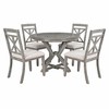 NicBex 5 Piece Dining Set,5 Extendable Round Kitchen Table with 4 Upholstered Chairs,Dining Table Set with Wood Pattern for Dining Room - 3 of 4