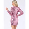 INSPIRE CHIC Women's Sequin Lantern Long Sleeve Sparkle Bodycon Party Club Mini Dress - 3 of 4