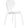LeisureMod Bristol 5-Piece Dining Set Round Dining Table, 4 Plastic Dining Chairs White Legs - 3 of 4