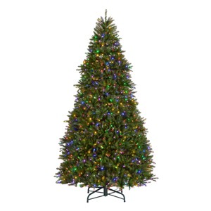 National Tree Company 10 ft Pre-Lit Dunhill Fir Full Artificial Christmas Tree, 1,200 LED Lights, 5,090 Tips, Foot Pedal, 10 Light Functions, Includes - 1 of 4