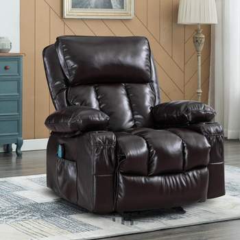 Heated Massage Recliner with Swing Function and Side Pockets - ModernLuxe