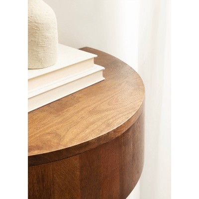 Walnut Brown Mango Wood Floating Side Table with Drawer