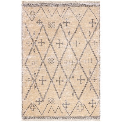 Nuloom Chantal Geometric 5x8 Wool Indoor Area Rug for Living Room Bedroom Dining Room Kitchen, Beige/Ivory