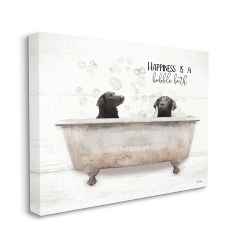 Stupell Industries Animal Bathroom Happiness Is A Bubble Bath Dog Quote ...