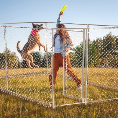 Lucky Dog Galvanized Steel Chain Link Outdoor Dog Kennel with Latching Door