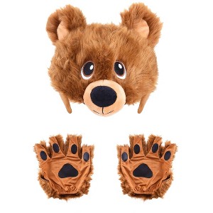 HalloweenCostumes.com One Size Fits Most   Bear Plush Headband & Paws Costume Kit, Brown/Brown - 1 of 4