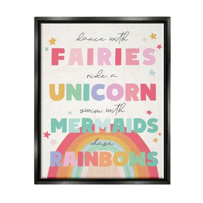 Stupell Industries Fairies Unicorns Mermaids and Rainbows Whimsical Design