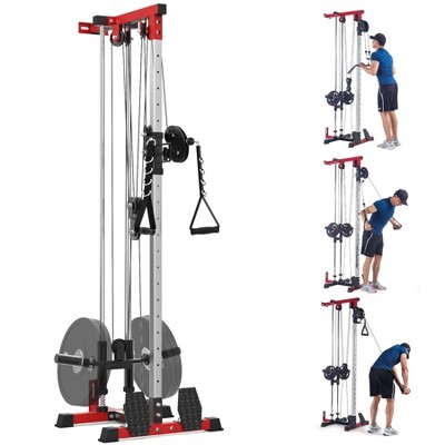 Wall Mount Cable Machine, LAT Pulldown Machine with Adjustable Pulley System for Home Gym