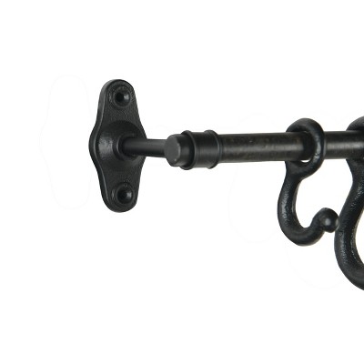 Black Forged Metal Wall Rod with 18 Hooks
