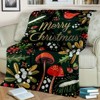 Lomsoe Vintage Floral Mushroom Christmas Print Flannel Blanket - All Seasons Soft Cozy Warm Throw Blanket for Bed, Napping, Camping, Travel, Office - 3 of 4
