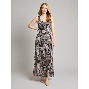 knee length dresses for ladies Jones New York Yellow Floral Silk Maxi Dress
