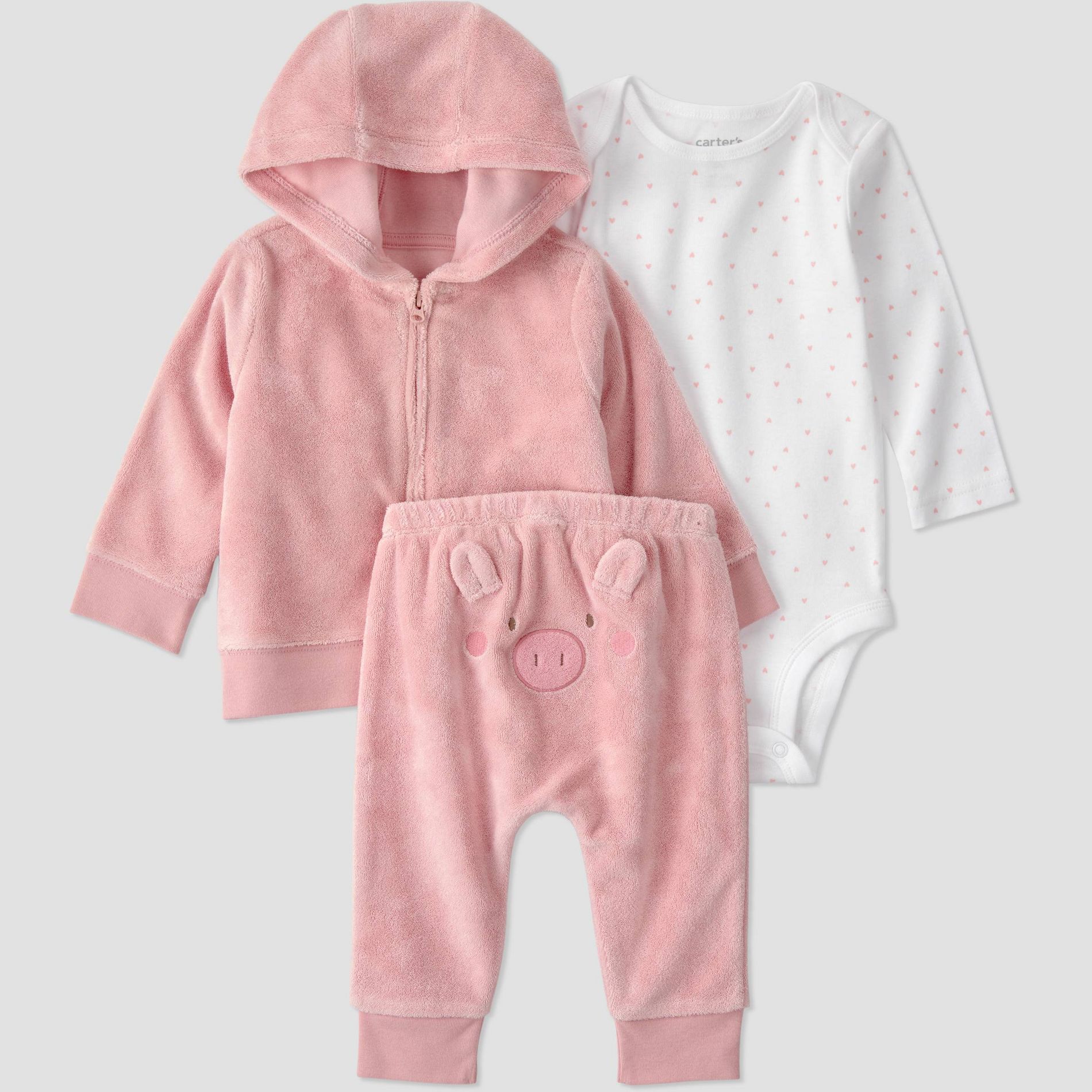 Carter's Just One You® Baby Girls' 3pc Piglet Bodysuit and Pants Set with Jacket - Pink