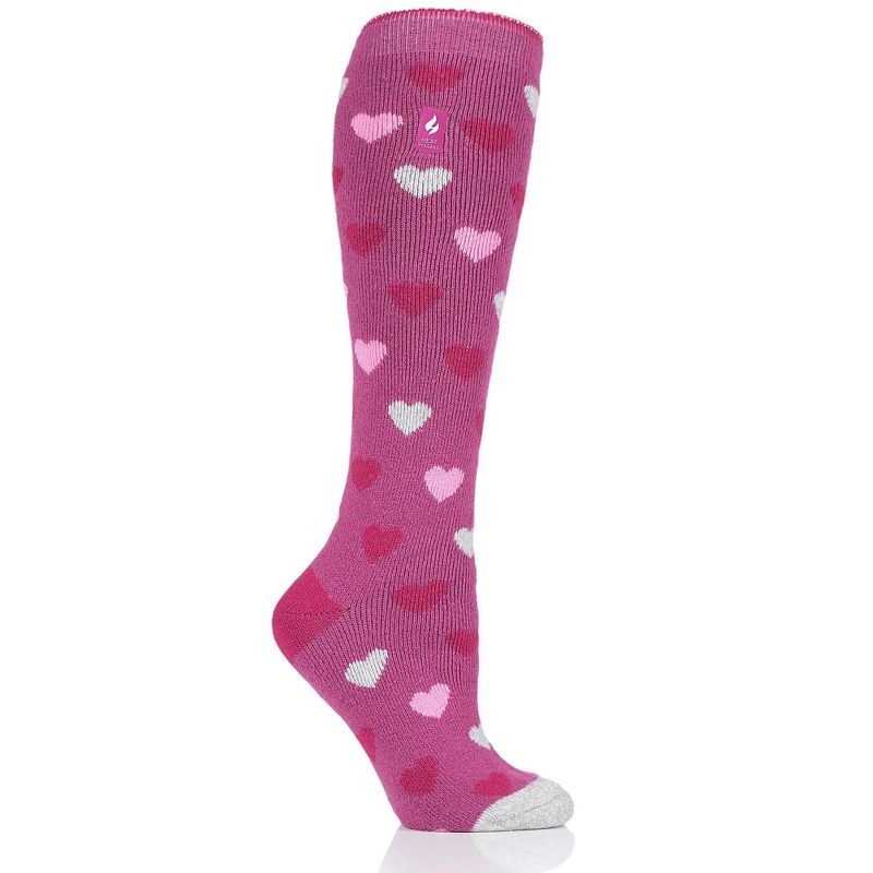 Heat Holder Women's Mahonia LITE Jacquard Hearts Long Socks| Warm + Soft, Hiking, Cabin, Cozy at Home Socks | 5X Warmer Than Cotton Socks, 1 of 3