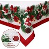 Washable Christmas Tablecloth with Holly Berry & Flower Pattern, Large Waterproof Holiday Table Cover, Indoor Outdoor Dining Table Decor - 3 of 4